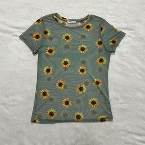 XL (tighter fit) see through sunflower tee
